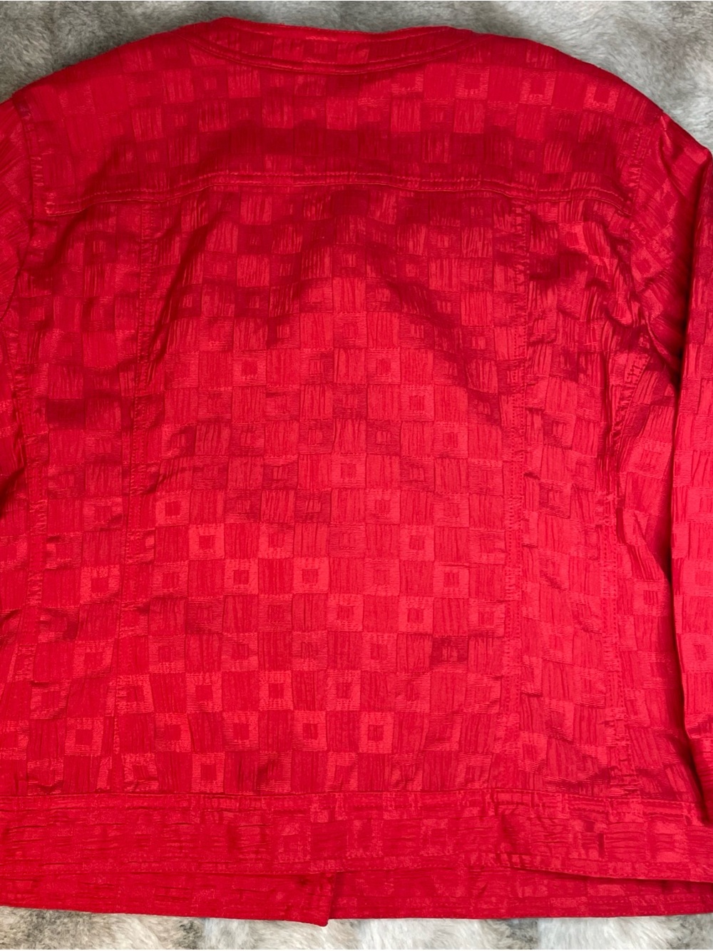 Ruby Rd. Bright Red Textured Button-Up Jacket-0221 - Picture 7 of 9